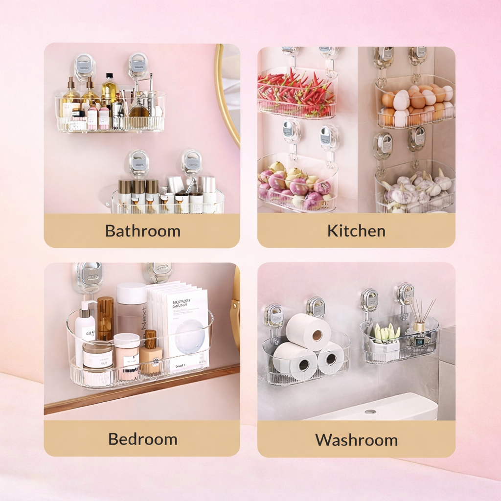 Luxurious Non Drill Bathroom Shelf Rack