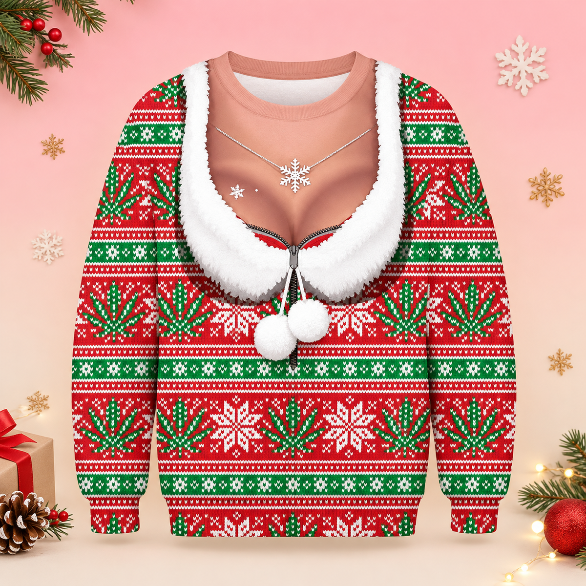 Funny Christmas Sweater 3D Muscle Print