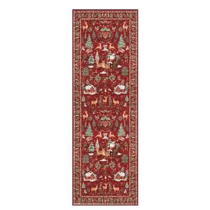 Long Christmas Reindeer & Trees Runner Mat