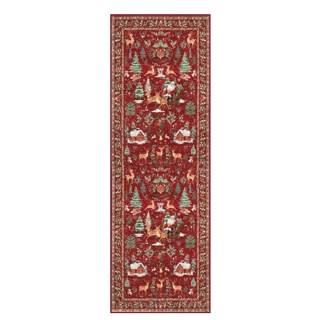Long Christmas Reindeer & Trees Runner Mat