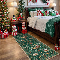 Long Christmas Reindeer & Trees Runner Mat