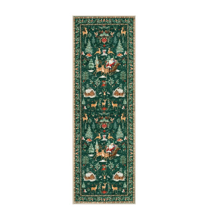 Long Christmas Reindeer & Trees Runner Mat