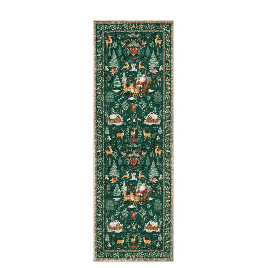 Long Christmas Reindeer & Trees Runner Mat