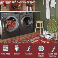 Long Christmas Reindeer & Trees Runner Mat